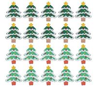beinkmake 20Pcs Crochet Christmas Tree Appliques Handmade Crochet Colorful Christmas Tree Sweater Decorations for Decor Holiday Party Home Office DIY Accessories