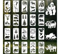 beinkmake 20Pcs Forest Animals Stencil PET Painting Templates Owls Eagle Deer Elephant Leopard Inlay Border Stencils for Furniture Reusable DIY Craft for Wall Wood Fabric Canvas Paper Home Decor