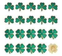 beinkmake 20Pcs St. Patrick's Day Lapel Pin Four Leaf Clover Shamrock Lapel Pin Lucky Three Leaf Green Irish Celebration Jewelry Pins for Women Men Suit Collar Dress Backpack Hats Jackets