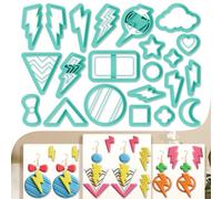 beinkmake 22Pcs Lightning Polymer Clay Cutters Geometric Polymer Cutter for Clay Earrings Making Festival Jewelry DIY