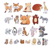 beinkmake 24Pcs Animals Embroidered Patches Woodland Animals Iron on Patches Cute Sew on Appliques Zoo Rabbit Squirrel Fox Lion for Clothes Shoes Backpacks Caps Hair Clips
