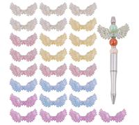 beinkmake 25Pcs Acrylic Angel Wing Beads for Pens, Iridescent Wing Focal Beads for DIY Beaded Pens, Craft Supplies for Pen Making and Jewelry