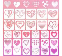 beinkmake 28pcs Love Heart Reusable Stencils for Painting, Romantic Art Templates, Stencil for DIY Crafts on Wood, Fabric, Canvas, Walls