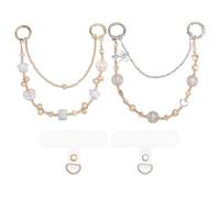 beinkmake 2Pcs Beaded Phone Wrist Strap Crystal Bracelet Lanyard Double Chain Charms Cute Cell Phone Case Accessories for Camera Bag Decor