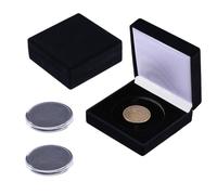 beinkmake 2Pcs Challenge Coin Display Case with Adjustable Plastic Coin 50mm Black Velvet Display Box Storage Presentation Box for Commemorative Coins Medals Tokens