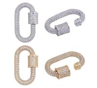 beinkmake 2PCS Necklace Clasp Rhinestone Oval Screw Carabiner Lock Charms Clasps Shortener Bracelet Keychain Necklace Sweater Pendant for Decoration Jewelry Crafts Making