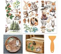 beinkmake 3 Sheets Forest Elements Rub on Transfers for Crafts and Furniture 12×6inch Fox Rabbit Bear Deer Flowers Furniture Transfer Stickers for Wood Furnishings Cabinet Dressers Home Decor