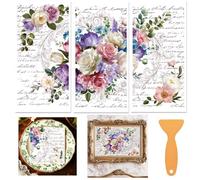 beinkmake 3 Sheets Vintage Floral Poems Rub on Transfers for Crafts and Furniture 12×6inch Peony Rose Tulip Flower Furniture Transfer Stickers for Wood Furnitures Cabinet Dressers Home Decor