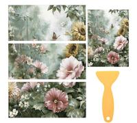 beinkmake 3 Sheets Vintage Floral Rub on Transfers for Crafts and Furniture 12×6inch Flower Butterfly Leaves Furniture Transfer Stickers for Wood Cabinet Dressers Home Decor