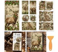 beinkmake 3 Sheets Vintage Paper Animals Rub on Transfers for Crafts and Furniture 12×6inch Deer Bear Squirrel Bird Furniture Transfer Stickers for Wood Furnishings Cabinet Dressers Home Decor