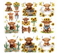 beinkmake 3 Sheets West Highland Cows Rub on Transfers for Crafts and Furniture 12×6inch Sunflower Furniture Transfer Stickers for Wood Furnitures Cabinet Dressers Home Decor