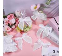 beinkmake 30PCS White Twist Tie Bows Satin Ribbon Decorative Organza satin-Edged Fabric Bow 4In Large Bows for Wedding Decor DIY Crafts Gift WrappIng Christmas Decoration