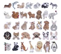 beinkmake 34pcs Mixed Animal Iron on Patch Dog Sew On Patches Panda Embroidered Appliques DIY Decoration or Repair for Clothing Backpacks Jeans T-Shirt Caps Shoes