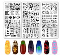 beinkmake 3Pcs Holiday Nail Stamping Plate Seasonal Nail Stamp Templates Nail Art Stamp Plates Easter St. Patrick's Day Christmas Halloween Image Plate Tools with Stamper Scraper for Manicure Printing