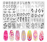 beinkmake 3Pcs Irregular Geometric Frames Nail Stamping Plate Minimalist Line Nail Stamping Templates French Tip Nail Art Stamp Image Plate Stainless Steel DIY Reusable Tools for Manicure Printing