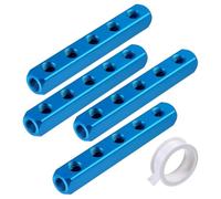 beinkmake 4 PCS Aluminum 5 Way 8 Port Pneumatic Manifold Air Distribution Block G1/2 Supply Port G1/4-Inch Output Air Hose Inline Manifold Block Splitter with 3 metres Tape