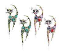 beinkmake 4 Pcs Rhinestone Cat Brooch Pin for Women, Elegant Cute Kitten Crystal Celestial Brooches Lapel Pins, Vintage Christmas Birthday Gift Dainty Dress Jewelry Accessories Unisex