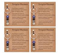 beinkmake 4 Set Natural Crystal Keychain Evil Eyes Charm Keychain for New Beginning Natural Gemstone Keyring with Card Good Luck Gift for Women Men Friend