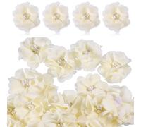 beinkmake 40 Pcs Rhinestone Pearl Chiffon Flowers Sewing Fabric Appliques for Clothing DIY Hair Dressing Accessories for Women, Diameter 2.36 in, Light Yellow