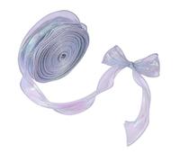 beinkmake 40 Yards Iridescent Organza Ribbon 1.77 in Wide Sheer Fishtail Organza Fabric Yarn Gift Ribbons for DIY Flower Bouquet Party Wedding Christmas Tree Decorations, Blue