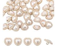beinkmake 45 Pcs Heart Shaped Faux Pearl Buttons, Plastic Pearl Embellishment Buttons, 23mm Vintage Sewing Buttons for Crafts, Clothes, Wedding Dress, DIY Projects and Jewelry Making