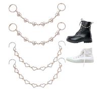 beinkmake 4PCS Bling Shoe Charms Chain Alloy Heart Rhinestone Shoe Chain Gold with Silver Glitter Hand Made ChaIns Shoes with Buckle for Girls to Decorate Shoes
