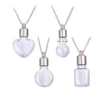 beinkmake 4pcs Blood Vial Necklace Kit Ashes Holder Pendants Urn Glass Bottles Necklace Cremation Container Memorial Jewelry for Women Men Sliver
