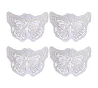 beinkmake 4Pcs Butterfly Beaded Lace Appliques 9×7 Inch Pearl Beaded Patches Sequin Sew on Repairing Applique Embellishments for Sewing Clothes Wedding Dresses Jackets Bags Crafts