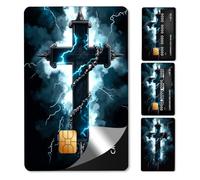 beinkmake 4Pcs Chains Cross Credit Card Skin Sticker Cool Lightning Debit Card Cover for Transportation Payment Bank Key Card Protection Removable No Bubble Waterproof Slim 2.12 x 3.34inch