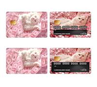 beinkmake 4Pcs Credit Card Skin Sticker Cute Cat Debit Card Cover Pink for Transportation Payment Bank Key Card Protection Removable No Bubble Waterproof Slim