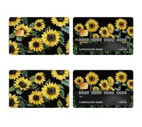 beinkmake 4Pcs Credit Card Skin Sticker Sunflower Debit Card Cover Summer for Transportation Payment Bank Key Card Protection Removable No Bubble Waterproof Slim