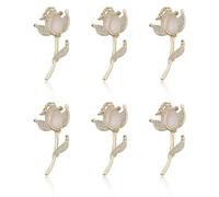 beinkmake 4pcs Crystal Pearl Flower Brooche Pin Pink Rose Metal Brooch Elegant Shining Crystal Flower Brooche for Wedding Holiday Party