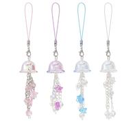 beinkmake 4Pcs Cute Jellyfish Cloud Phone Charms Kawaii Phone Chain Strap Keychain Lanyard Pendant Accessories with Star for Women Bag Camera Decor