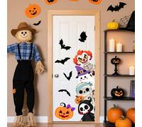 beinkmake 4pcs Halloween Cartoon Character Wall Sticker Cute Pumpkins Witch Skeleton Ghost Sticker for Home Party Shop Window Decor 11.8x35.4inch
