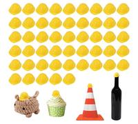 beinkmake 50Pcs Mini Construction Hat Miniature Hard Hat for Crafts Plastic Bottle Topper for Party Decor Yellow 1.61 x 1.46 x 0.83inch