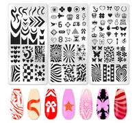 beinkmake 5Pcs Nail Stamping Plates, Love Butterfly Pattern Stainless Steel Nail Art Stamping Templates Manicure Tool Kit with 1 Stamper and 1 Scraper for DIY Nail Art Designs