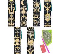 beinkmake 6Pcs Fantasy Divination 5D Diamond Art Bookmarks Sun Moon Scales Diamond DIY Painting Bookmarks Rhinestones Beaded Acrylic Tassel Bookmark for Crafts