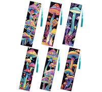 beinkmake 6Pcs Mushroom 5D Diamond Art Bookmarks Colorful Diamond DIY Painting Bookmarks Rhinestones Beaded Acrylic Tassel Bookmark for Adult Beginner Crafts