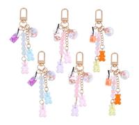 beinkmake 6Pcs Resin Bear Keychain Cute Candy Color Bear Keychains Charms Macaron Animal Key Ring for Car Keys Bags Purses Pendant Jewelry Making Gift
