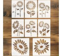 beinkmake 8pcs Sunflower Stencil for Painting DIY Art, Reusable Stencil for Fence Flower Template for Craft Wood Furniture Garden