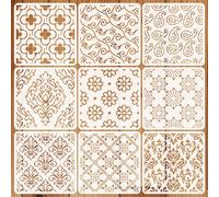 beinkmake 9Pcs Damask Stencil for Painting Reusable PET Painting Stencils Set Vintage Pattern Drawing Templates for Wood Furniture Canvas Paper Fabric