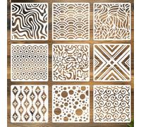 beinkmake 9pcs Minimal Abstract Stencils for Painting with Paint Set, Modern Simple Line Templates, Reusable Painting Stencil for DIY Crafts on Wood, Fabric, Canvas, Walls