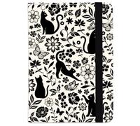 beinkmake Black Cat Leather Passport Holder Cover Flower Leaves Travel Wallet Passport Case with Credit Card Slots for Women Men Travelling Essentials for Flying