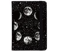beinkmake Black Moon Phases Leather Passport Holder Cover Starry Sky Travel Wallet Passport Case with Credit Card Slots for Women Men Travelling Essentials for Flying