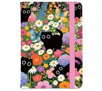 beinkmake Cat in Flower Leather Passport Holder Cover Cute Black Cats Floral Travel Wallet Passport Case with Credit Card Slots for Women Men Travelling Essentials for Flying