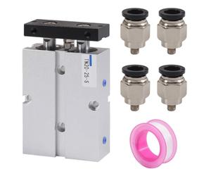 beinkmake Double Rod Aluminum Pneumatic Air Cylinder 20mm Bore 25mm Stroke Screwed Piston Air Cylinder for Automation Carpenter
