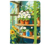 beinkmake Flower Pot Leather Passport Holder Cover Greenhouse Daisy Travel Wallet Passport Case with Credit Card Slots for Women Men Travelling Essentials for Flying