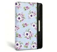 beinkmake Lilac Anemone Floral Chequebook Cover for Personal Checkbook RFID Blocking Checkbook Cover Holder Wallet for Women and Men Fashionable Print Design