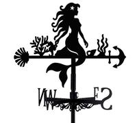 beinkmake Little Mermaid Weathervane Coral Shells Metal Wind Vane Arrow Weathercock Garden Decoration Wind Direction Indicator Stake Roof Mount Ornament for Farmhouse Yard Outdoor