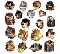 beinkmake Mouse Hole 3D Wall Stickers Realistic Wall Decal Fun Adorable Cartoon Art Wall Clings for Classroom Home Living Room Nursery Bedroom Bookcase